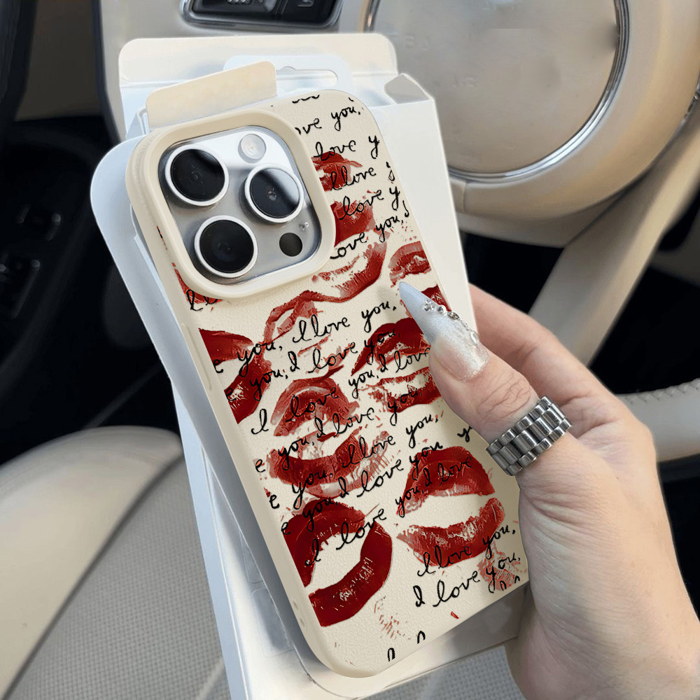 Bright Red Lips Leather Phone  - đánh giá và giá Apple Iphone 16