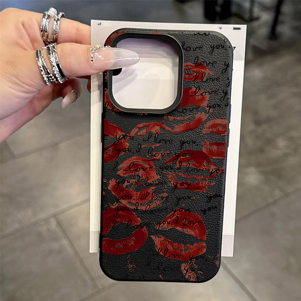 Bright Red Lips Leather Phone  - đánh giá và giá Apple Iphone 16